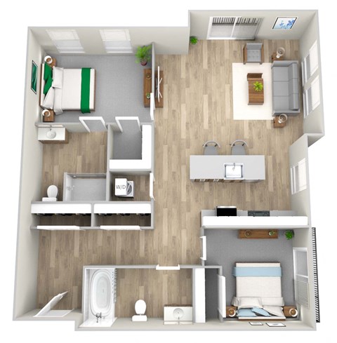 a floor plan of a 3 bedroom apartment at the arlington in columbus oh at Napoleon Apartments, Tacoma, WA